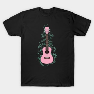 Pink Ukulele Flowering Vines T-Shirt